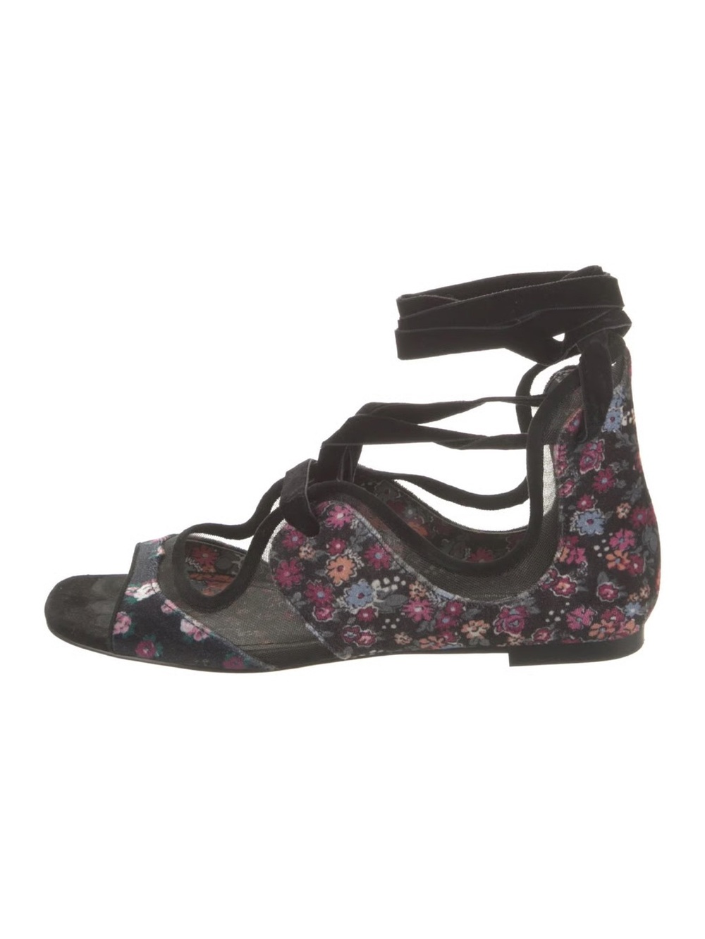 Coach Liza Sandals Black Velvet Floral Size 8 new in box